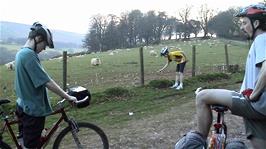Keir collects wool for some reason on the approach to Cloutsham Gate, 26.5 miles into the ride